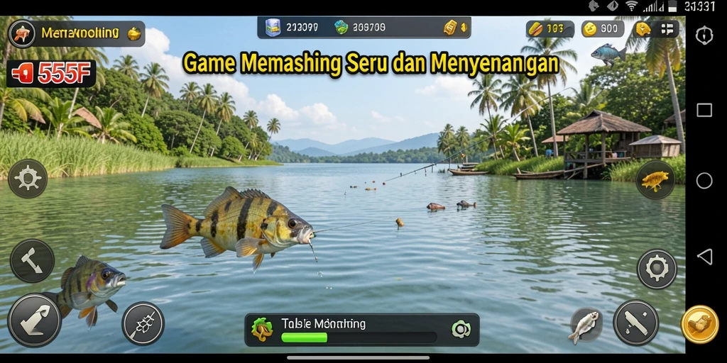 Tampilan antarmuka 555F yang menarik saat memancing.