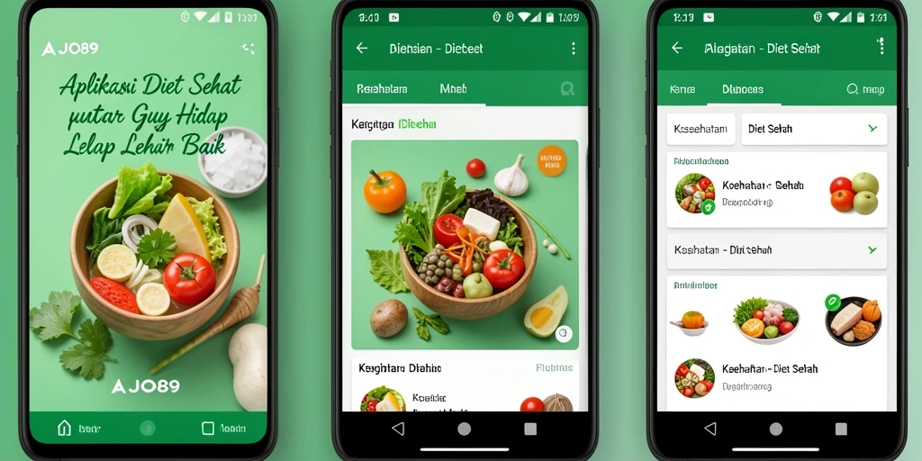 Antarmuka pengguna AJO89 yang intuitif untuk pengelolaan Diet Sehat.