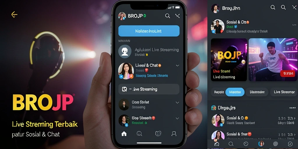 Antarmuka BROJP yang menarik untuk Live Streaming penuh warna.