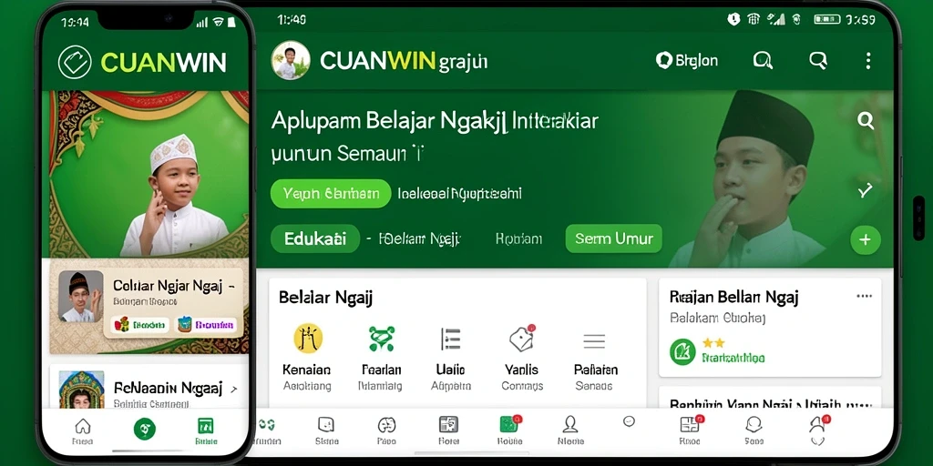 Tampilan antarmuka CUANWIN yang ramah pengguna untuk belajar ngaji.
