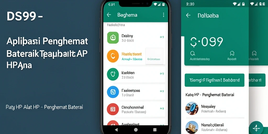 Antarmuka aplikasi DS99 yang menunjukkan status penghematan baterai.
