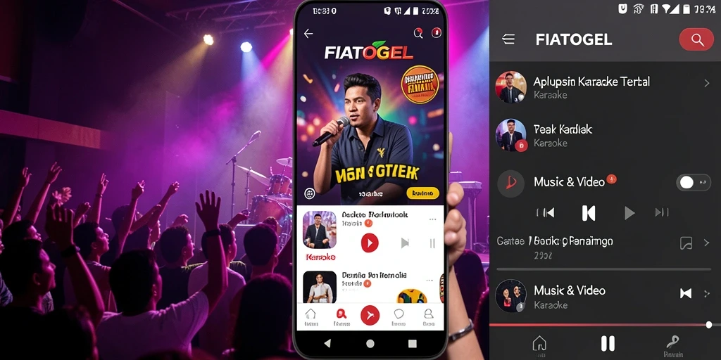 Tampilan antarmuka FIATOGEL dengan menu pilihan lagu karaoke.