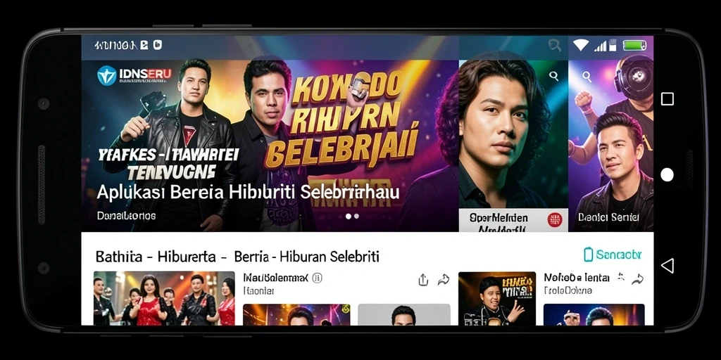 Antarmuka aplikasi IDNSERU yang menampilkan berita hiburan selebriti.