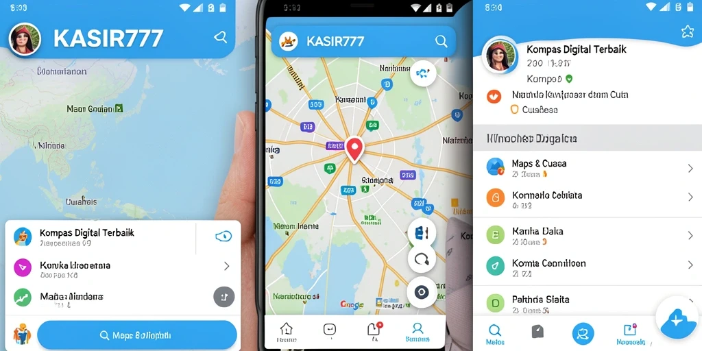 Tampilan antarmuka KASIR777 dengan fungsi Kompas Digital yang intuitif.