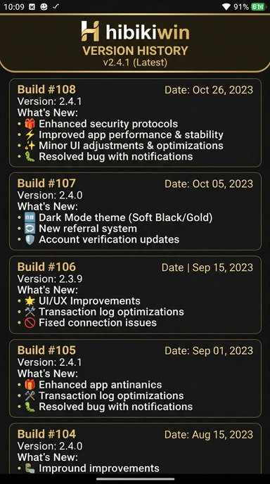 Riwayat Versi Hibikiwin untuk Pengguna Android